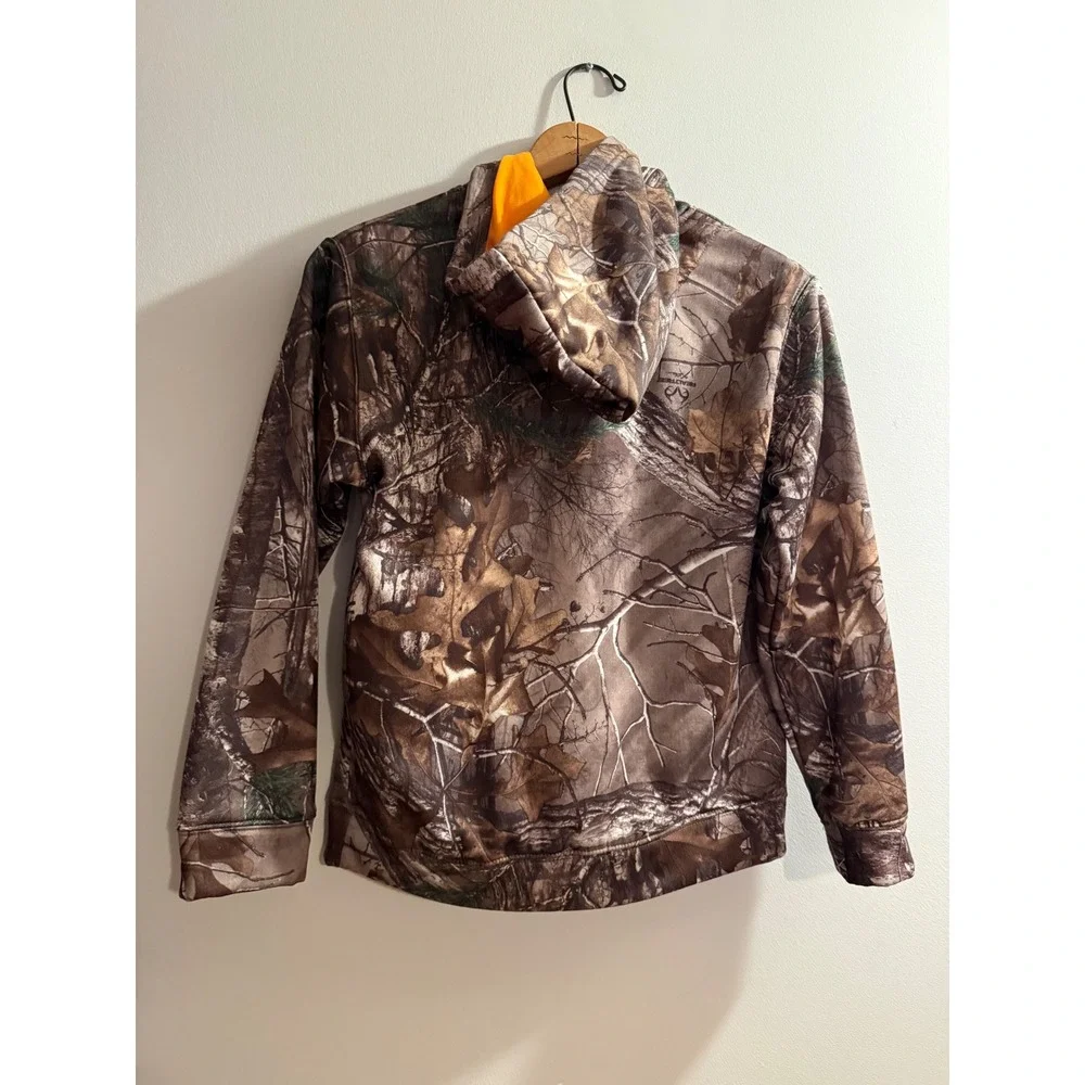 Realtree Xtra Camo Hoodie Kids Large Orange Embroidered Logo Pullover Sweatshirt